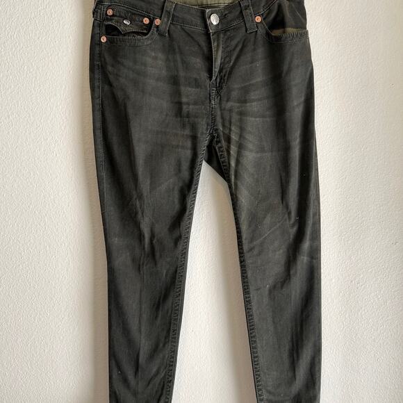 True Religion Curvy Skinny Jeans Women’s SZ 32 Green Denim Y2K Retro Streetwear - Picture 2 of 9